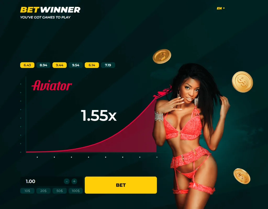 BetWinner Aviator crash game — multiplier rising with BET button